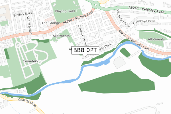 BB8 0PT map - large scale - OS Open Zoomstack (Ordnance Survey)