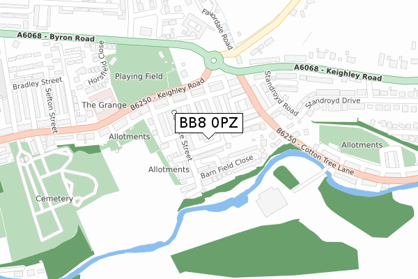 BB8 0PZ map - large scale - OS Open Zoomstack (Ordnance Survey)
