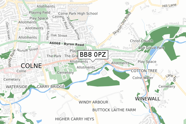 BB8 0PZ map - small scale - OS Open Zoomstack (Ordnance Survey)