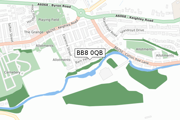 BB8 0QB map - large scale - OS Open Zoomstack (Ordnance Survey)