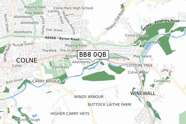 BB8 0QB map - small scale - OS Open Zoomstack (Ordnance Survey)