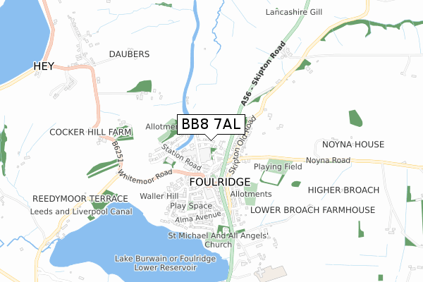 BB8 7AL map - small scale - OS Open Zoomstack (Ordnance Survey)