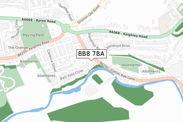 BB8 7BA map - large scale - OS Open Zoomstack (Ordnance Survey)