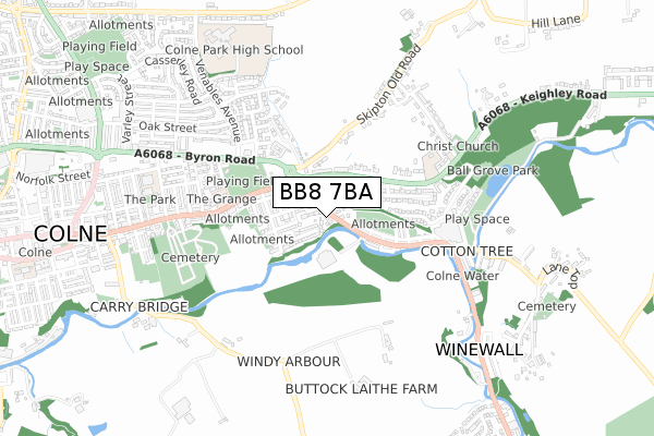 BB8 7BA map - small scale - OS Open Zoomstack (Ordnance Survey)