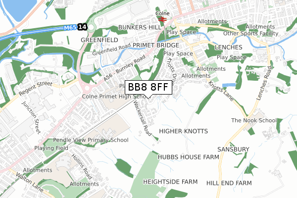 BB8 8FF map - small scale - OS Open Zoomstack (Ordnance Survey)