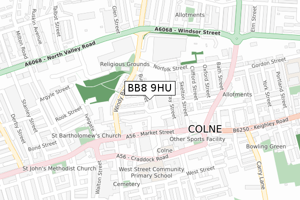 BB8 9HU map - large scale - OS Open Zoomstack (Ordnance Survey)