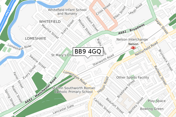 BB9 4GQ map - large scale - OS Open Zoomstack (Ordnance Survey) BB9 4GQ map - large scale - OS Open Zoomstack (Ordnance Survey)