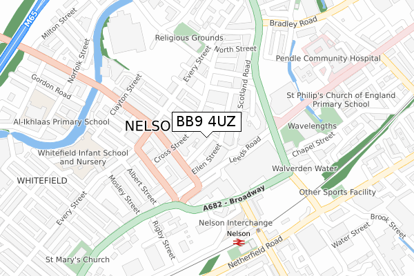 BB9 4UZ map - large scale - OS Open Zoomstack (Ordnance Survey)