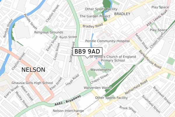 BB9 9AD map - large scale - OS Open Zoomstack (Ordnance Survey) BB9 9AD map - large scale - OS Open Zoomstack (Ordnance Survey)