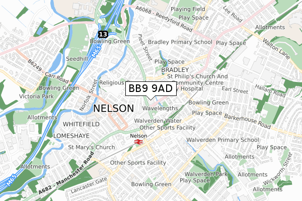 BB9 9AD map - small scale - OS Open Zoomstack (Ordnance Survey) BB9 9AD map - small scale - OS Open Zoomstack (Ordnance Survey)