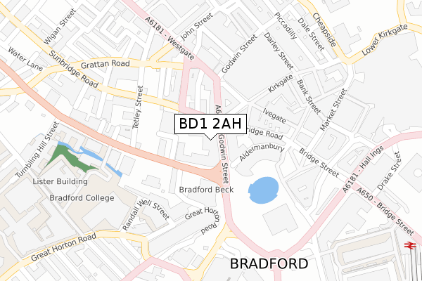 BD1 2AH map - large scale - OS Open Zoomstack (Ordnance Survey)