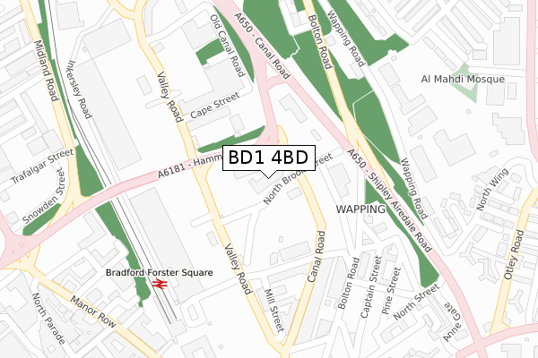 BD1 4BD map - large scale - OS Open Zoomstack (Ordnance Survey)