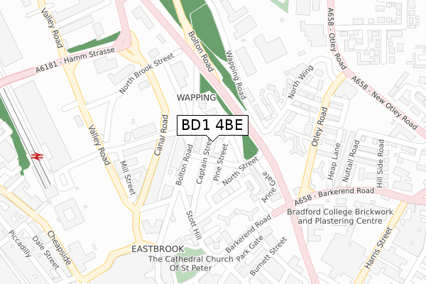 BD1 4BE map - large scale - OS Open Zoomstack (Ordnance Survey)