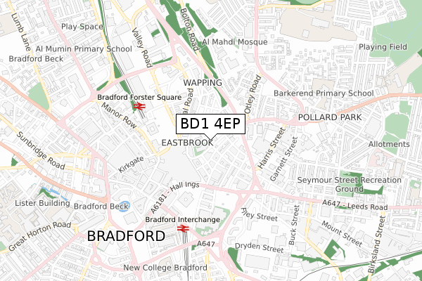 BD1 4EP map - small scale - OS Open Zoomstack (Ordnance Survey)