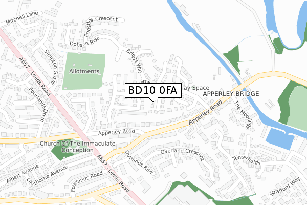 BD10 0FA map - large scale - OS Open Zoomstack (Ordnance Survey)