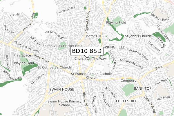 BD10 8SD map - small scale - OS Open Zoomstack (Ordnance Survey) BD10 8SD map - small scale - OS Open Zoomstack (Ordnance Survey)