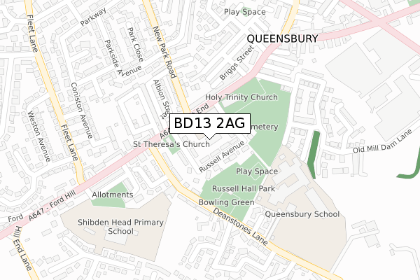 BD13 2AG map - large scale - OS Open Zoomstack (Ordnance Survey) BD13 2AG map - large scale - OS Open Zoomstack (Ordnance Survey)