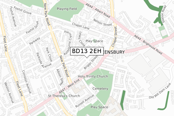 BD13 2EH map - large scale - OS Open Zoomstack (Ordnance Survey)