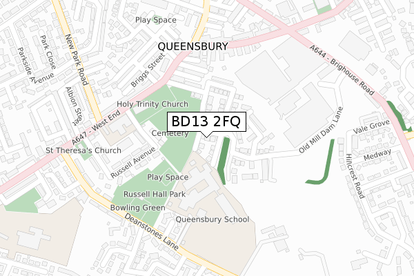 BD13 2FQ map - large scale - OS Open Zoomstack (Ordnance Survey) BD13 2FQ map - large scale - OS Open Zoomstack (Ordnance Survey)