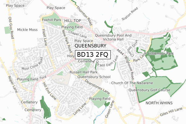 BD13 2FQ map - small scale - OS Open Zoomstack (Ordnance Survey) BD13 2FQ map - small scale - OS Open Zoomstack (Ordnance Survey)