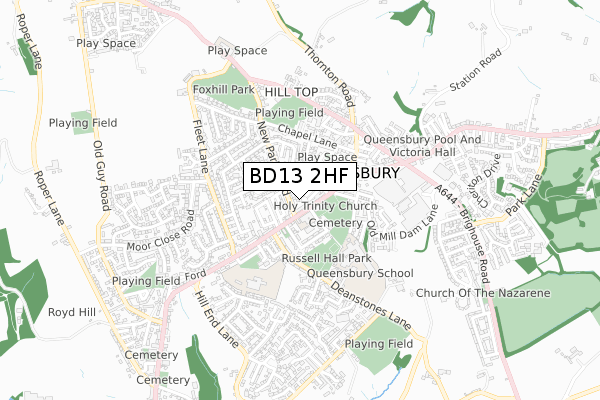 BD13 2HF map - small scale - OS Open Zoomstack (Ordnance Survey) BD13 2HF map - small scale - OS Open Zoomstack (Ordnance Survey)