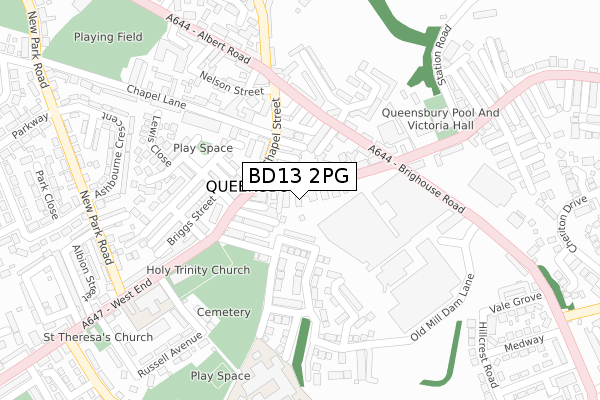 BD13 2PG map - large scale - OS Open Zoomstack (Ordnance Survey)