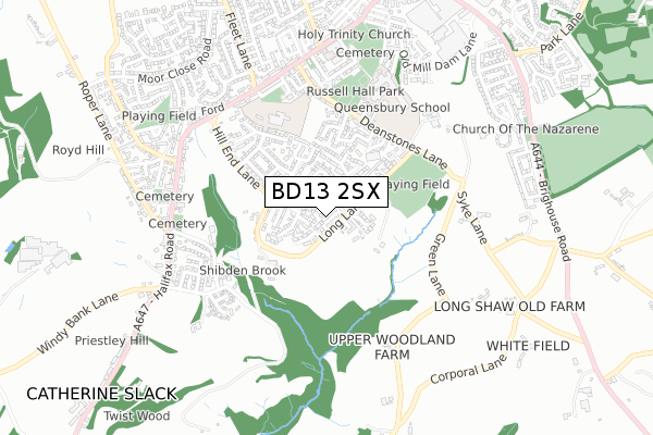 BD13 2SX map - small scale - OS Open Zoomstack (Ordnance Survey) BD13 2SX map - small scale - OS Open Zoomstack (Ordnance Survey)