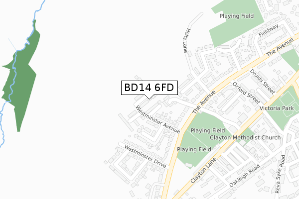 BD14 6FD map - large scale - OS Open Zoomstack (Ordnance Survey)