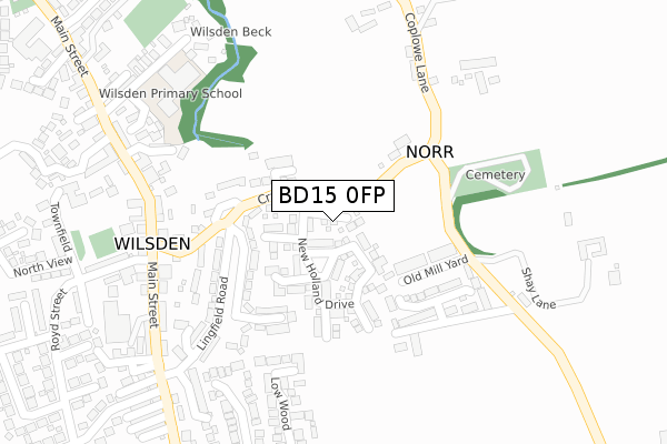 BD15 0FP map - large scale - OS Open Zoomstack (Ordnance Survey)
