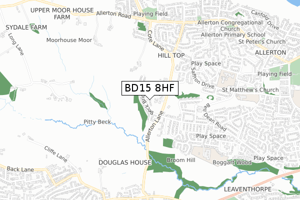 BD15 8HF map - small scale - OS Open Zoomstack (Ordnance Survey)