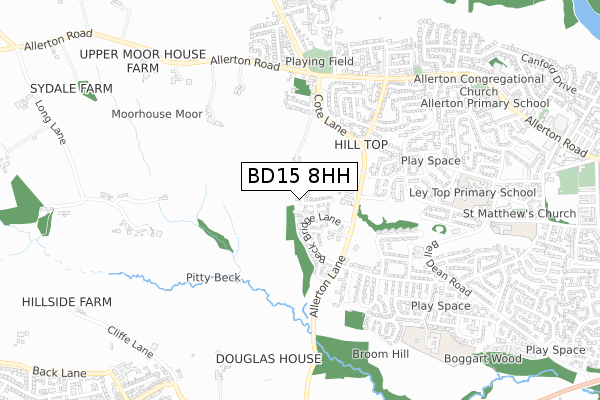 BD15 8HH map - small scale - OS Open Zoomstack (Ordnance Survey) BD15 8HH map - small scale - OS Open Zoomstack (Ordnance Survey)