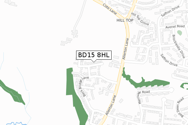 BD15 8HL map - large scale - OS Open Zoomstack (Ordnance Survey)