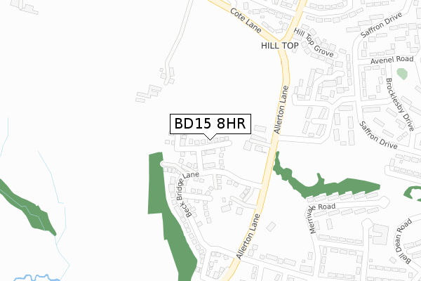 BD15 8HR map - large scale - OS Open Zoomstack (Ordnance Survey)