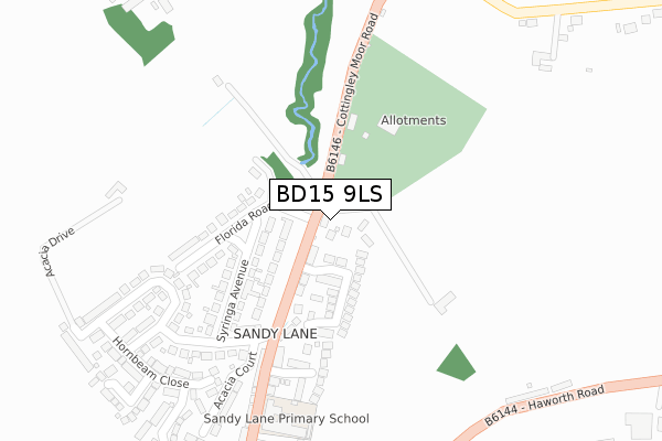 BD15 9LS map - large scale - OS Open Zoomstack (Ordnance Survey)