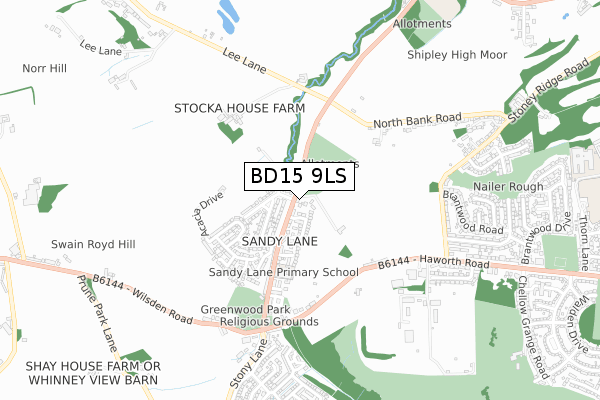 BD15 9LS map - small scale - OS Open Zoomstack (Ordnance Survey) BD15 9LS map - small scale - OS Open Zoomstack (Ordnance Survey)