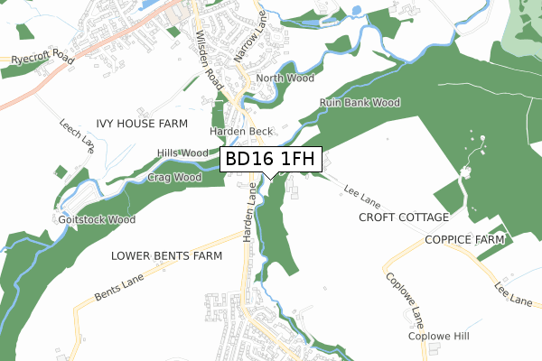 BD16 1FH map - small scale - OS Open Zoomstack (Ordnance Survey) BD16 1FH map - small scale - OS Open Zoomstack (Ordnance Survey)