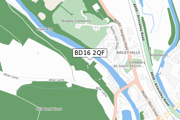 BD16 2QF map - large scale - OS Open Zoomstack (Ordnance Survey)