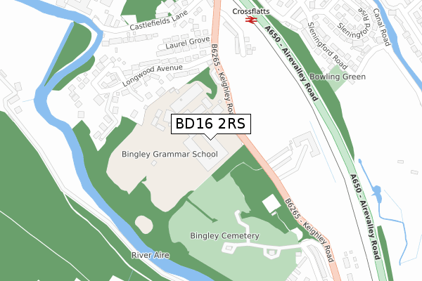 BD16 2RS map - large scale - OS Open Zoomstack (Ordnance Survey)