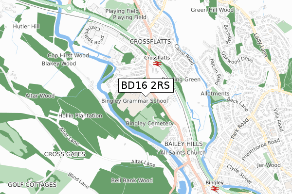 BD16 2RS map - small scale - OS Open Zoomstack (Ordnance Survey)