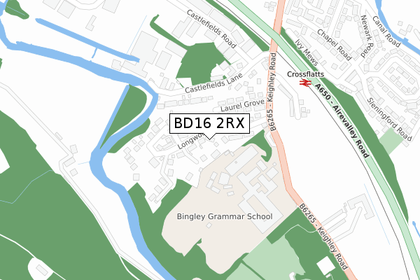 BD16 2RX map - large scale - OS Open Zoomstack (Ordnance Survey)