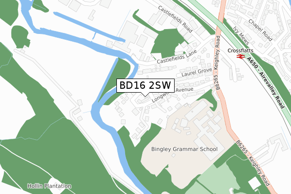 BD16 2SW map - large scale - OS Open Zoomstack (Ordnance Survey)