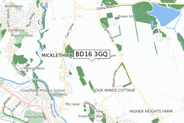 BD16 3GQ map - small scale - OS Open Zoomstack (Ordnance Survey) BD16 3GQ map - small scale - OS Open Zoomstack (Ordnance Survey)