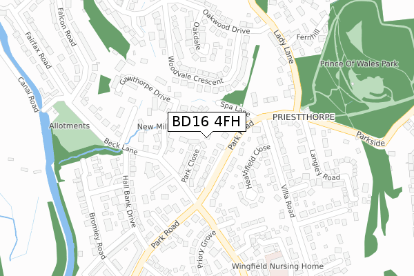 BD16 4FH map - large scale - OS Open Zoomstack (Ordnance Survey) BD16 4FH map - large scale - OS Open Zoomstack (Ordnance Survey)