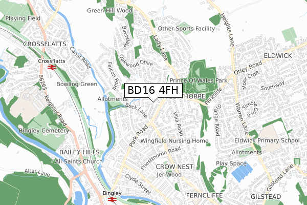 BD16 4FH map - small scale - OS Open Zoomstack (Ordnance Survey) BD16 4FH map - small scale - OS Open Zoomstack (Ordnance Survey)