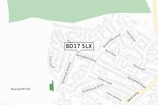 BD17 5LX map - large scale - OS Open Zoomstack (Ordnance Survey)