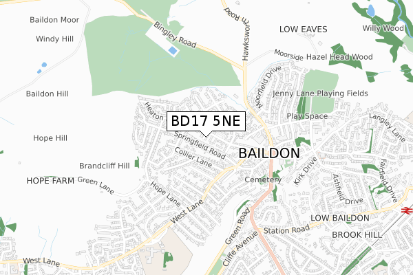BD17 5NE map - small scale - OS Open Zoomstack (Ordnance Survey) BD17 5NE map - small scale - OS Open Zoomstack (Ordnance Survey)
