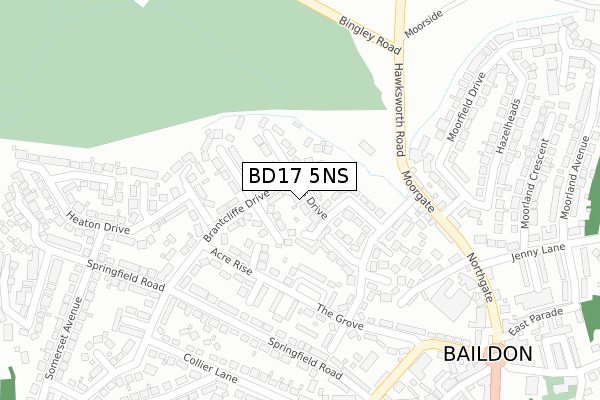 BD17 5NS map - large scale - OS Open Zoomstack (Ordnance Survey) BD17 5NS map - large scale - OS Open Zoomstack (Ordnance Survey)