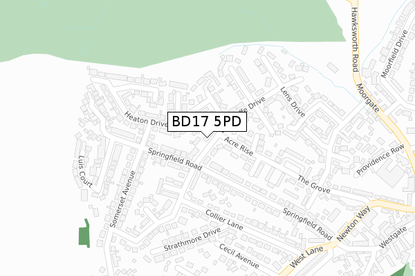 BD17 5PD map - large scale - OS Open Zoomstack (Ordnance Survey)