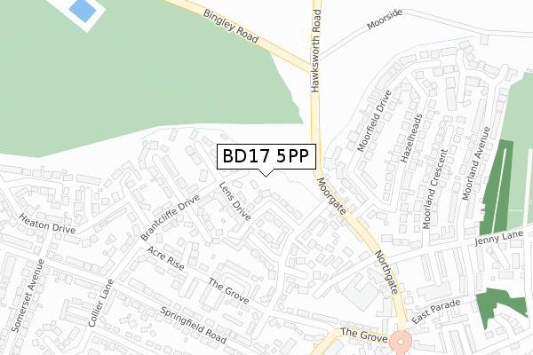 BD17 5PP map - large scale - OS Open Zoomstack (Ordnance Survey)