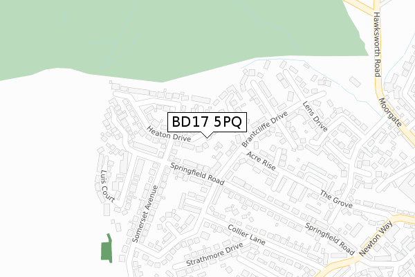 BD17 5PQ map - large scale - OS Open Zoomstack (Ordnance Survey)